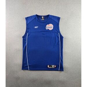 Vintage Reebok x LA Clippers Practice Jersey Mens L Blue Y2K Baggy Basketball